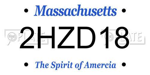 2HZD18 Massachusetts License Plate