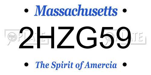 2HZG59 Massachusetts License Plate