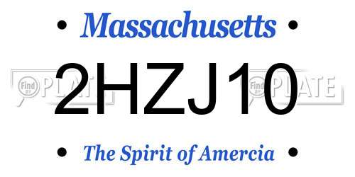 2HZJ10 Massachusetts License Plate