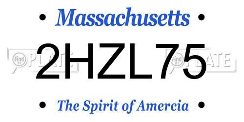 2HZL75 Massachusetts License Plate