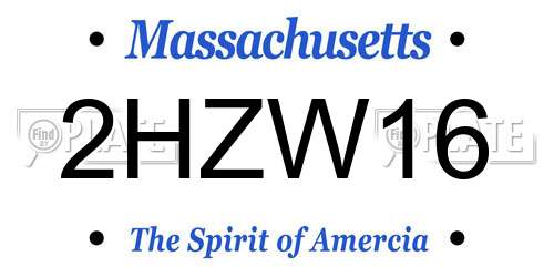 2HZW16 Massachusetts License Plate