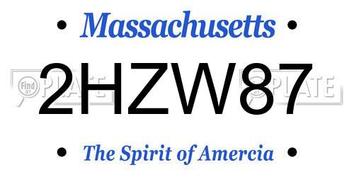 2HZW87 Massachusetts License Plate