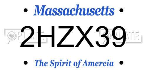 2HZX39 Massachusetts License Plate
