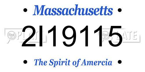 2I19115 Massachusetts License Plate