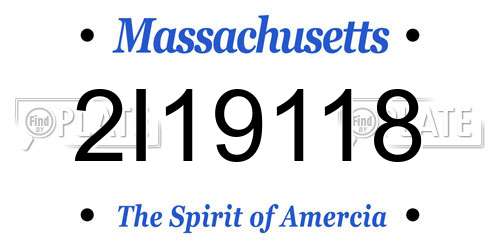 2I19118 Massachusetts License Plate