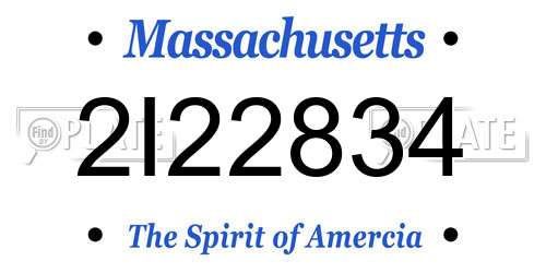 2I22834 Massachusetts License Plate