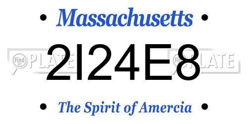 2I24E8 Massachusetts License Plate