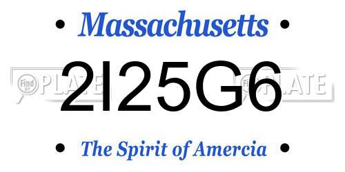 2I25G6 Massachusetts License Plate