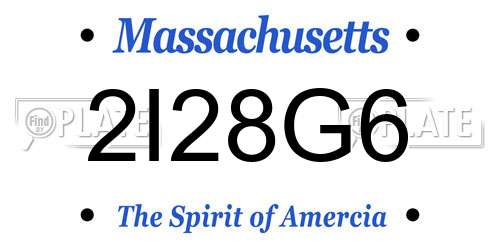 2I28G6 Massachusetts License Plate