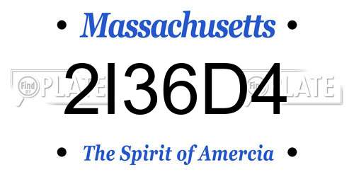 2I36D4 Massachusetts License Plate