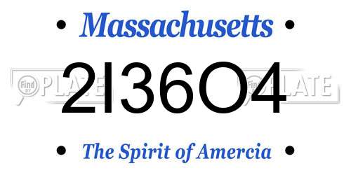 2I36O4 Massachusetts License Plate