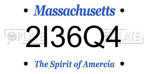 2I36Q4 Massachusetts License Plate