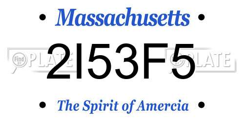 2I53F5 Massachusetts License Plate