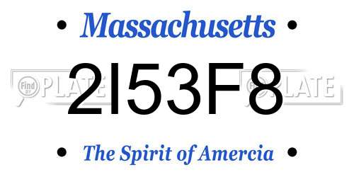 2I53F8 Massachusetts License Plate