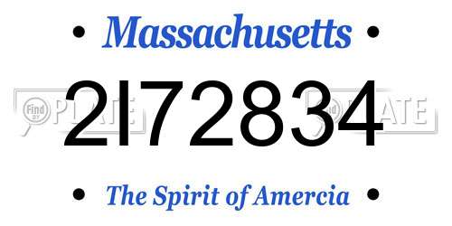 2I72834 Massachusetts License Plate