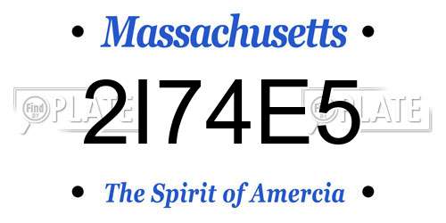 2I74E5 Massachusetts License Plate
