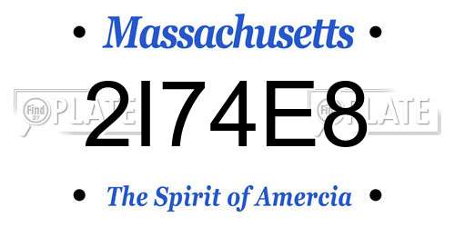 2I74E8 Massachusetts License Plate