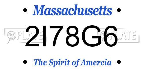 2I78G6 Massachusetts License Plate