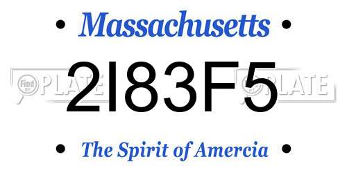 2I83F5 Massachusetts License Plate