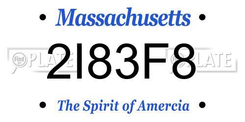 2I83F8 Massachusetts License Plate