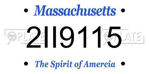 2II9115 Massachusetts License Plate