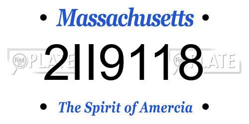 2II9118 Massachusetts License Plate