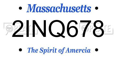 2INQ678 Massachusetts License Plate
