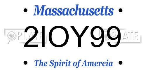 2IOY99 Massachusetts License Plate