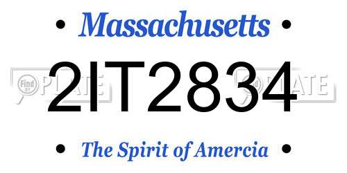 2IT2834 Massachusetts License Plate