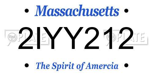 2IYY212 Massachusetts License Plate