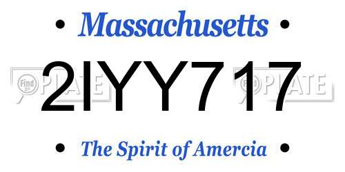 2IYY717 Massachusetts License Plate