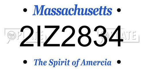 2IZ2834 Massachusetts License Plate