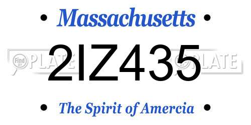 2IZ435 Massachusetts License Plate