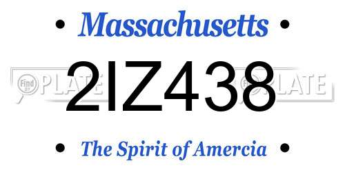 2IZ438 Massachusetts License Plate