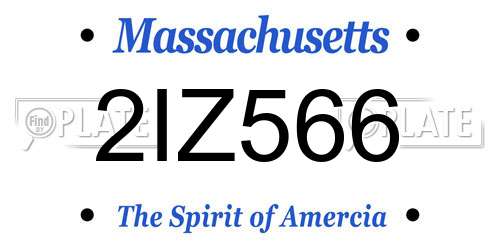 2IZ566 Massachusetts License Plate
