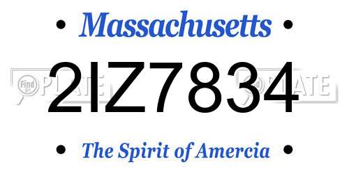 2IZ7834 Massachusetts License Plate