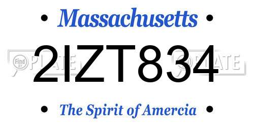 2IZT834 Massachusetts License Plate