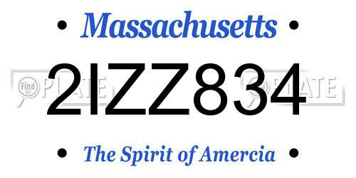 2IZZ834 Massachusetts License Plate
