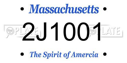 2J1001 Massachusetts License Plate