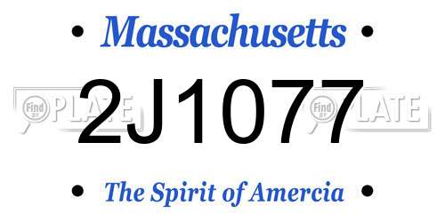 2J1077 Massachusetts License Plate