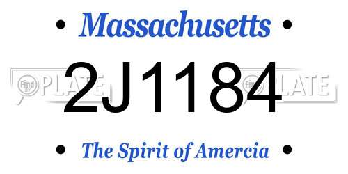 2J1184 Massachusetts License Plate
