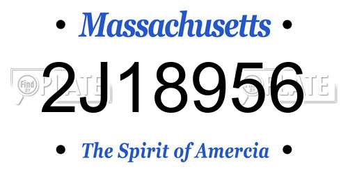 2J18956 Massachusetts License Plate