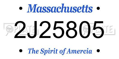 2J25805 Massachusetts License Plate