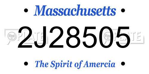 2J28505 Massachusetts License Plate
