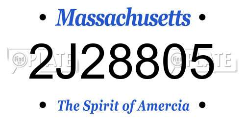 2J28805 Massachusetts License Plate