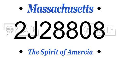 2J28808 Massachusetts License Plate