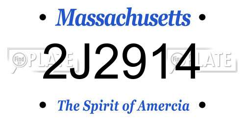 2J2914 Massachusetts License Plate