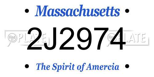 2J2974 Massachusetts License Plate