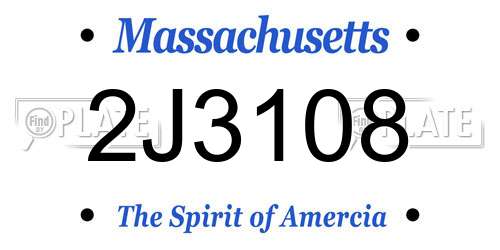 2J3108 Massachusetts License Plate