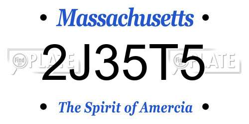 2J35T5 Massachusetts License Plate